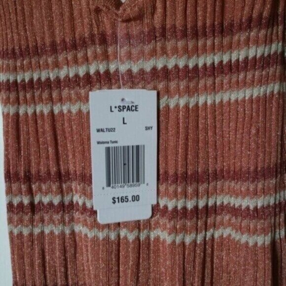 NWT L*Space Mini Dress Bathing Suit Coverup Tunic Striped Knit Long Sleeve - Picture 9 of 12